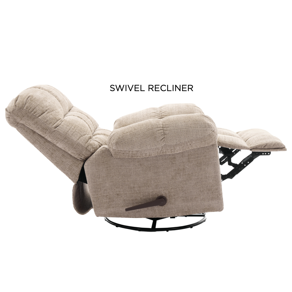 Cerritos Fabric Swivel Recliner Chair - Beige