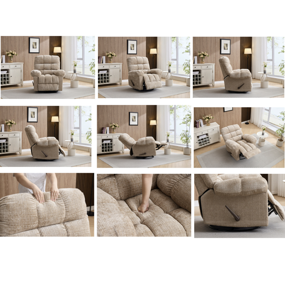 Cerritos Fabric Swivel Recliner Chair - Beige