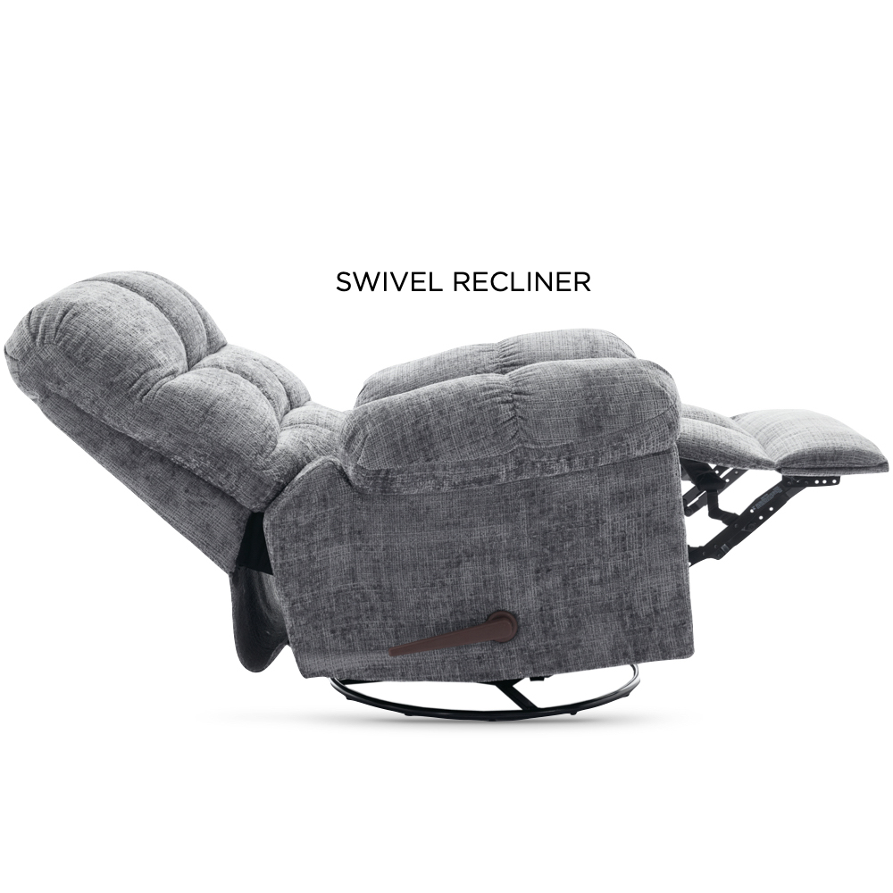 Cerritos Fabric Swivel Recliner Chair - Graphite