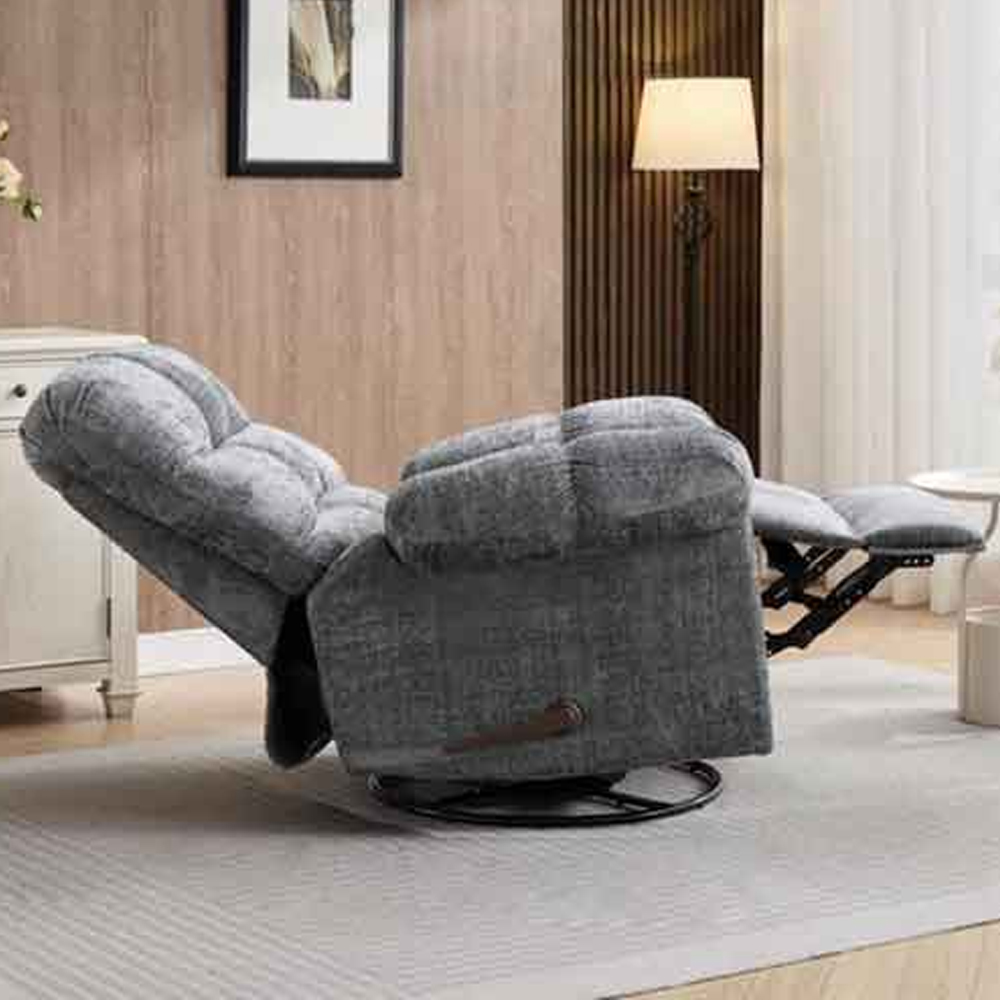 Cerritos Fabric Swivel Recliner Chair - Graphite