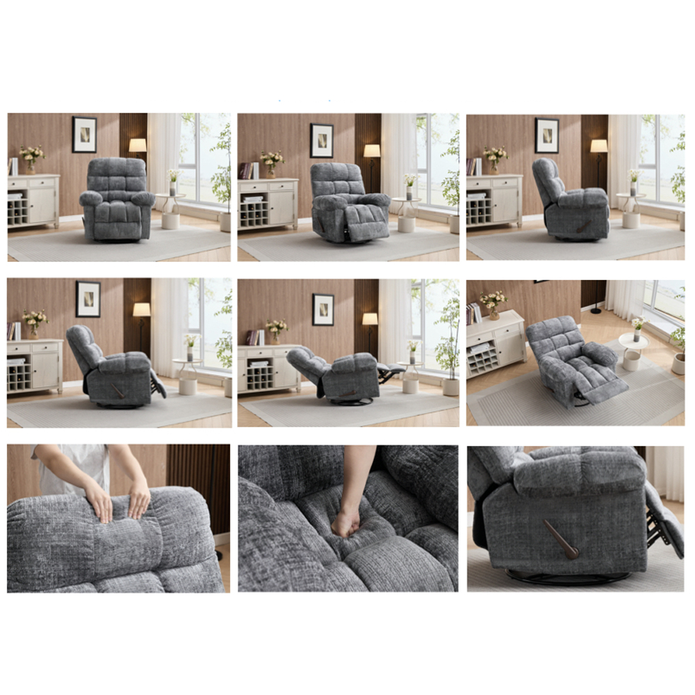 Cerritos Fabric Swivel Recliner Chair - Graphite