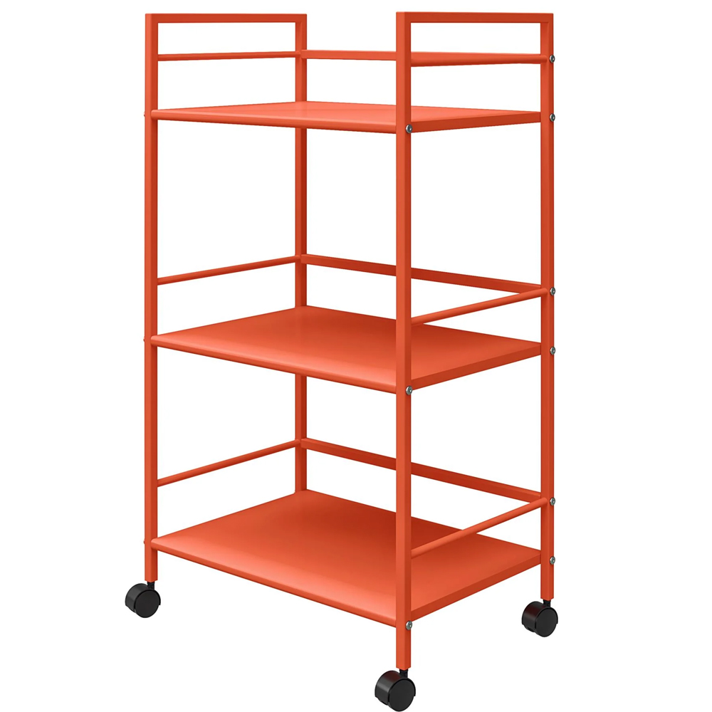 Cerritos Metal Drinks Serving Trolley With 3 Shelves In Orange