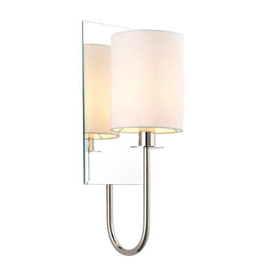 Cerritos Mirrored White Shade Wall Light In Bright Nickel