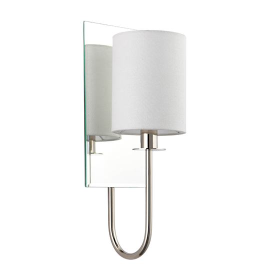 Cerritos Mirrored White Shade Wall Light In Bright Nickel