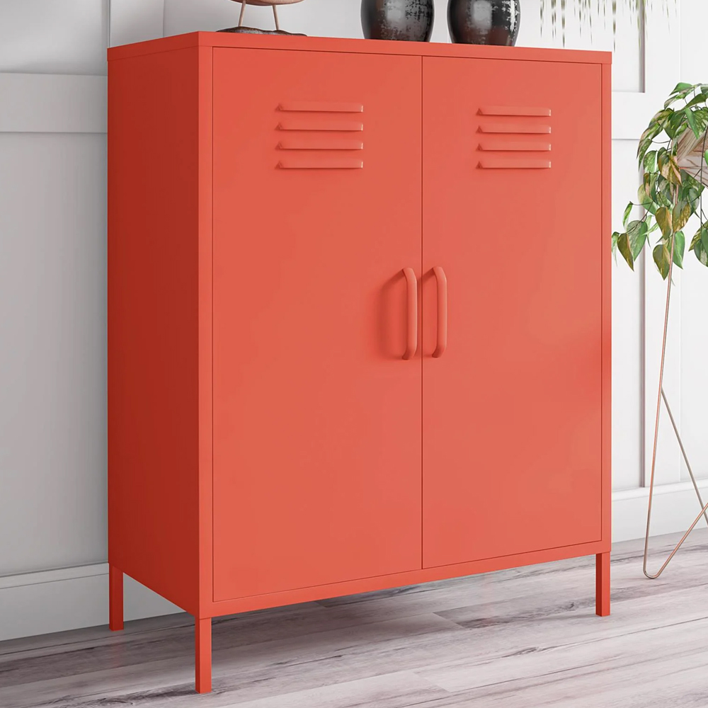 Cerritos Narrow Metal Storage Cabinet With 2 Doors In Orange