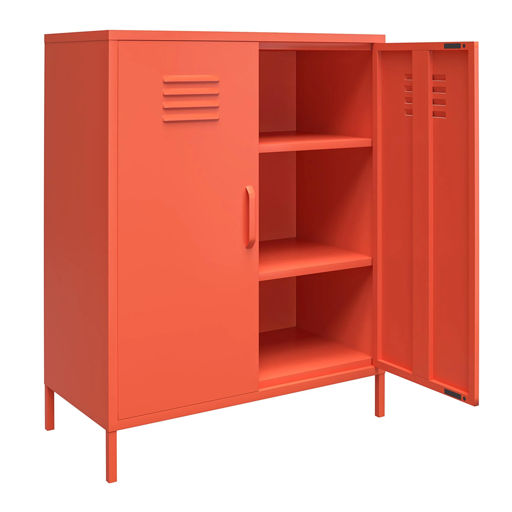 Cerritos Narrow Metal Storage Cabinet With 2 Doors In Orange