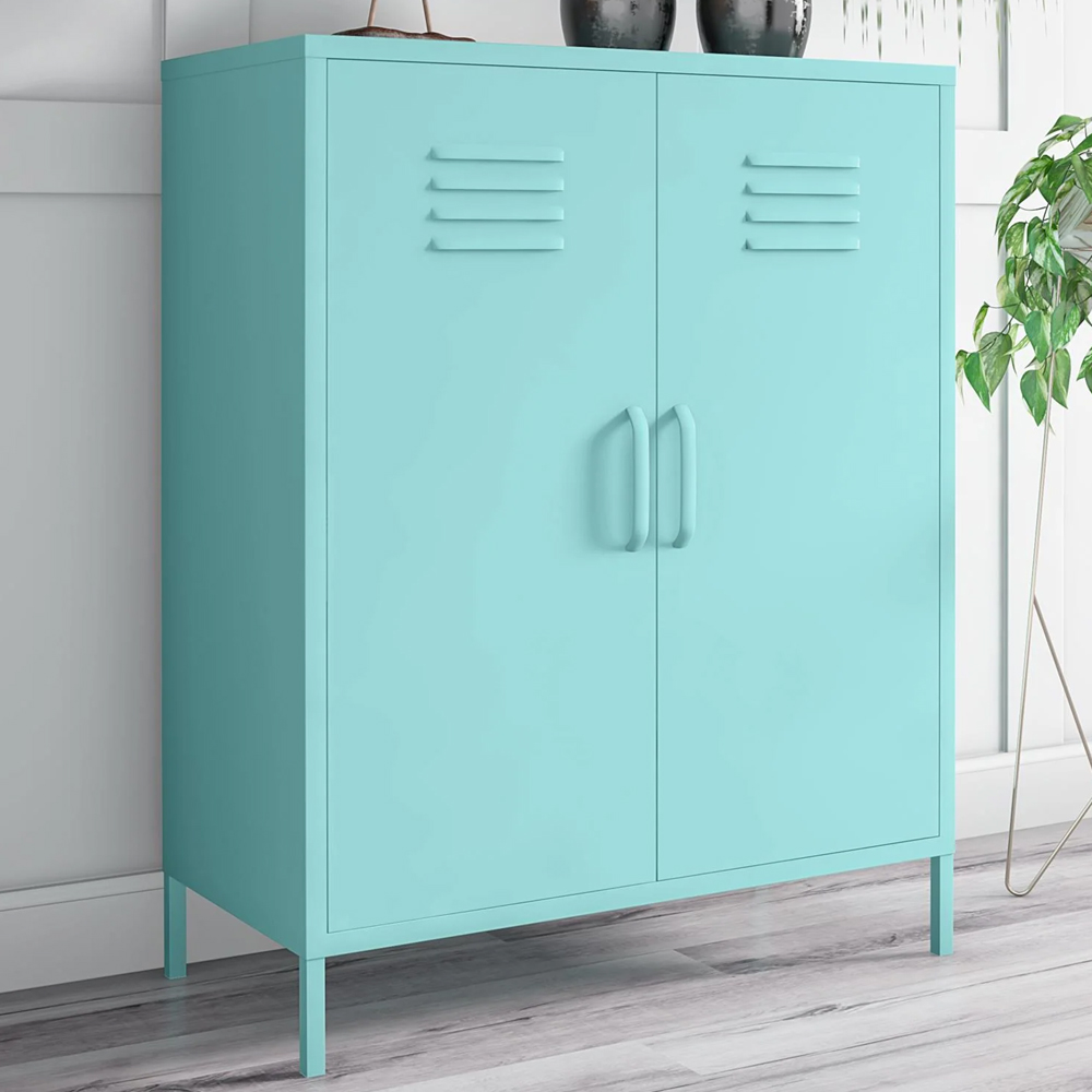 Cerritos Narrow Metal Storage Cabinet With 2 Doors In Spearmint