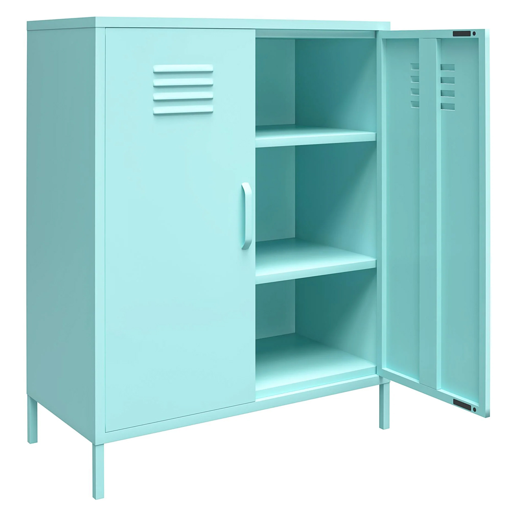 Cerritos Narrow Metal Storage Cabinet With 2 Doors In Spearmint