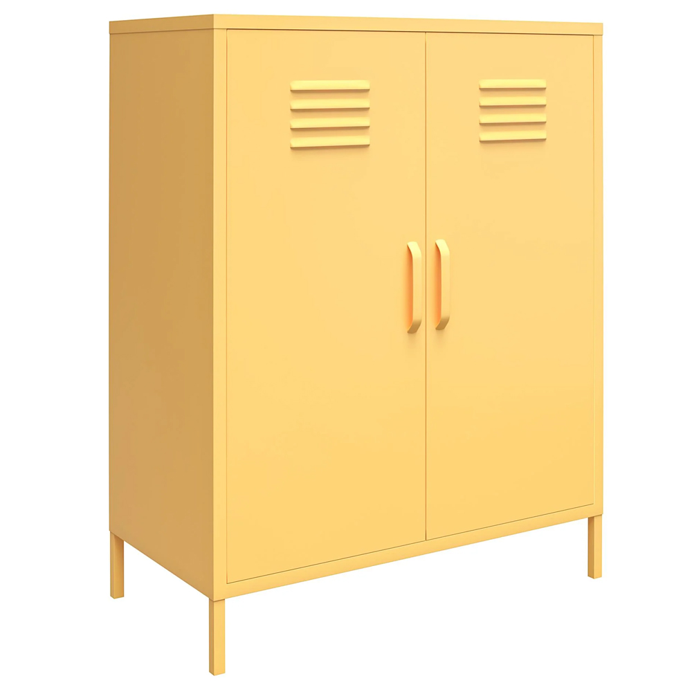 Cerritos Narrow Metal Storage Cabinet With 2 Doors In Yellow
