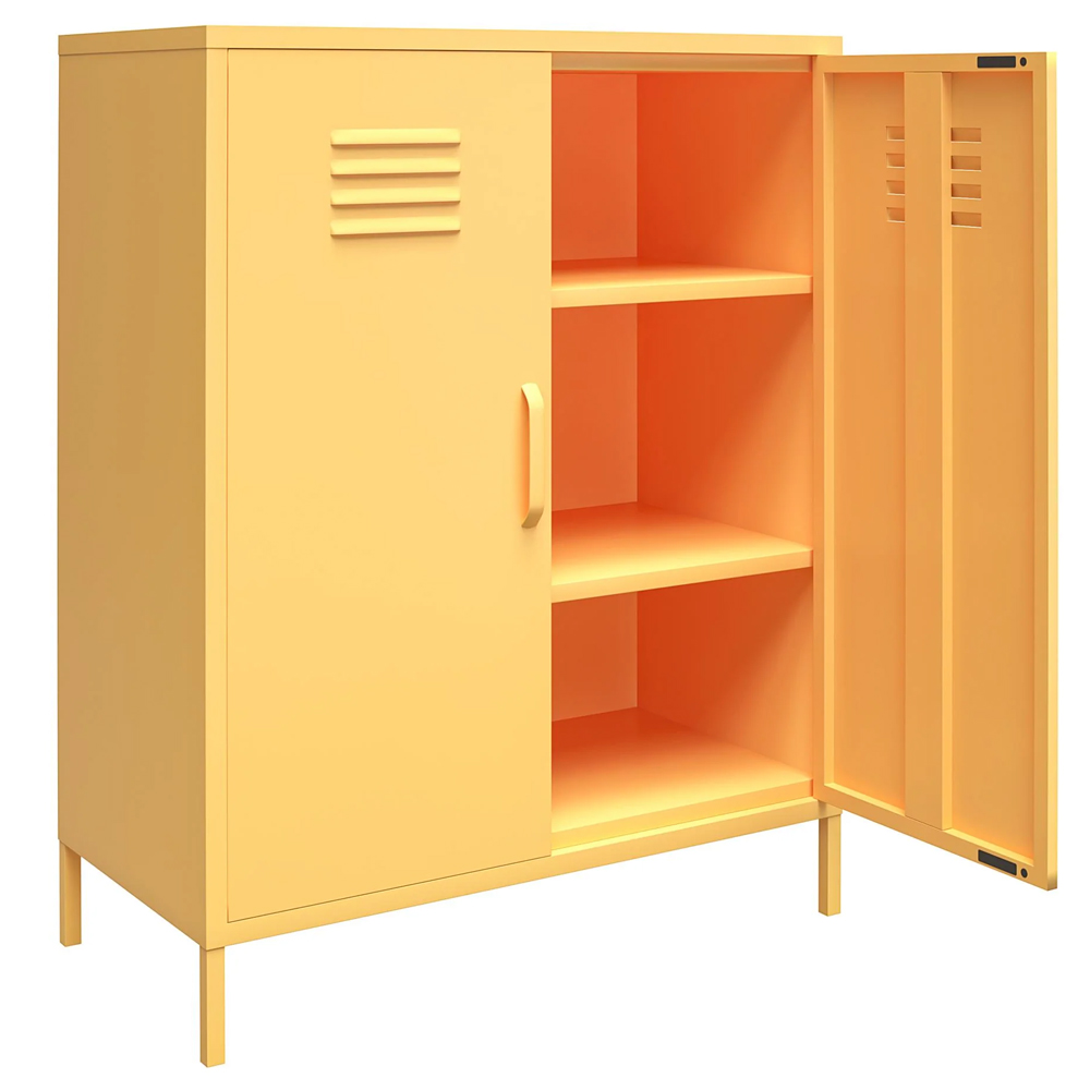 Cerritos Narrow Metal Storage Cabinet With 2 Doors In Yellow