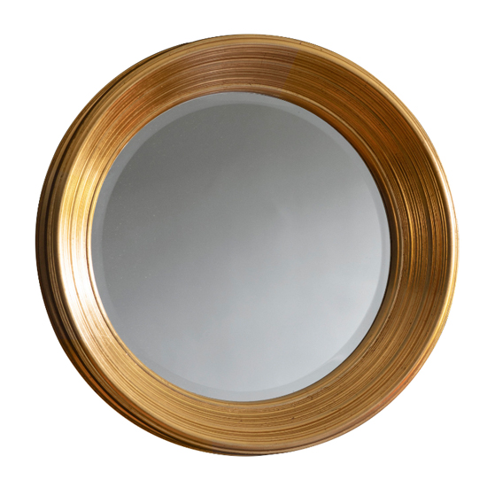 Cerritos Round Portrait Bevelled Wall Mirror In Gold
