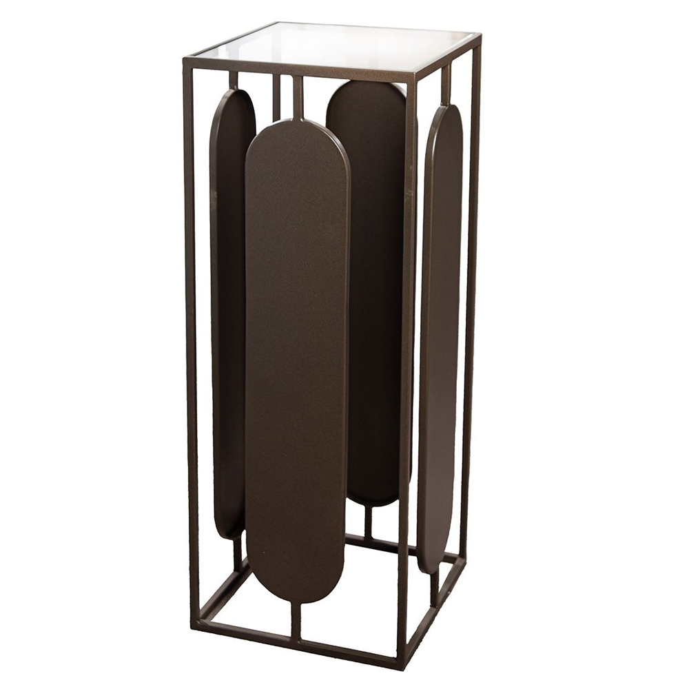 Cerritos Small Glass Metal Decorative Pillar In Anthracite