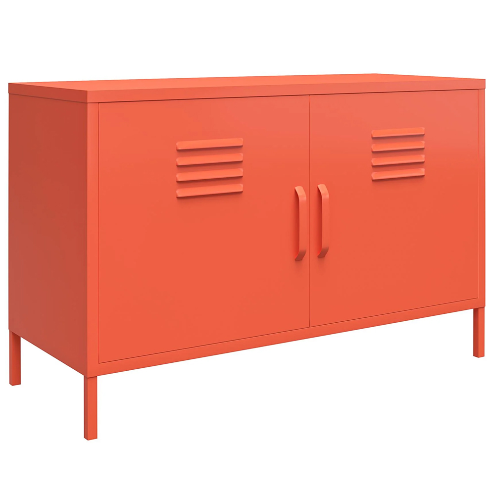 Cerritos Wide Metal Storage Cabinet With 2 Doors In Orange