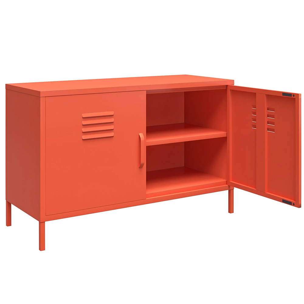 Cerritos Wide Metal Storage Cabinet With 2 Doors In Orange