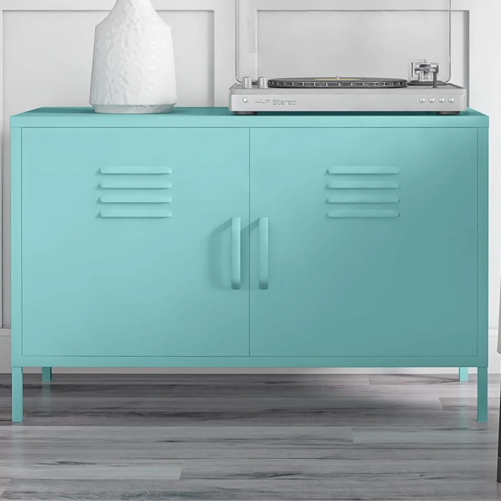 Cerritos Wide Metal Storage Cabinet With 2 Doors In Spearmint