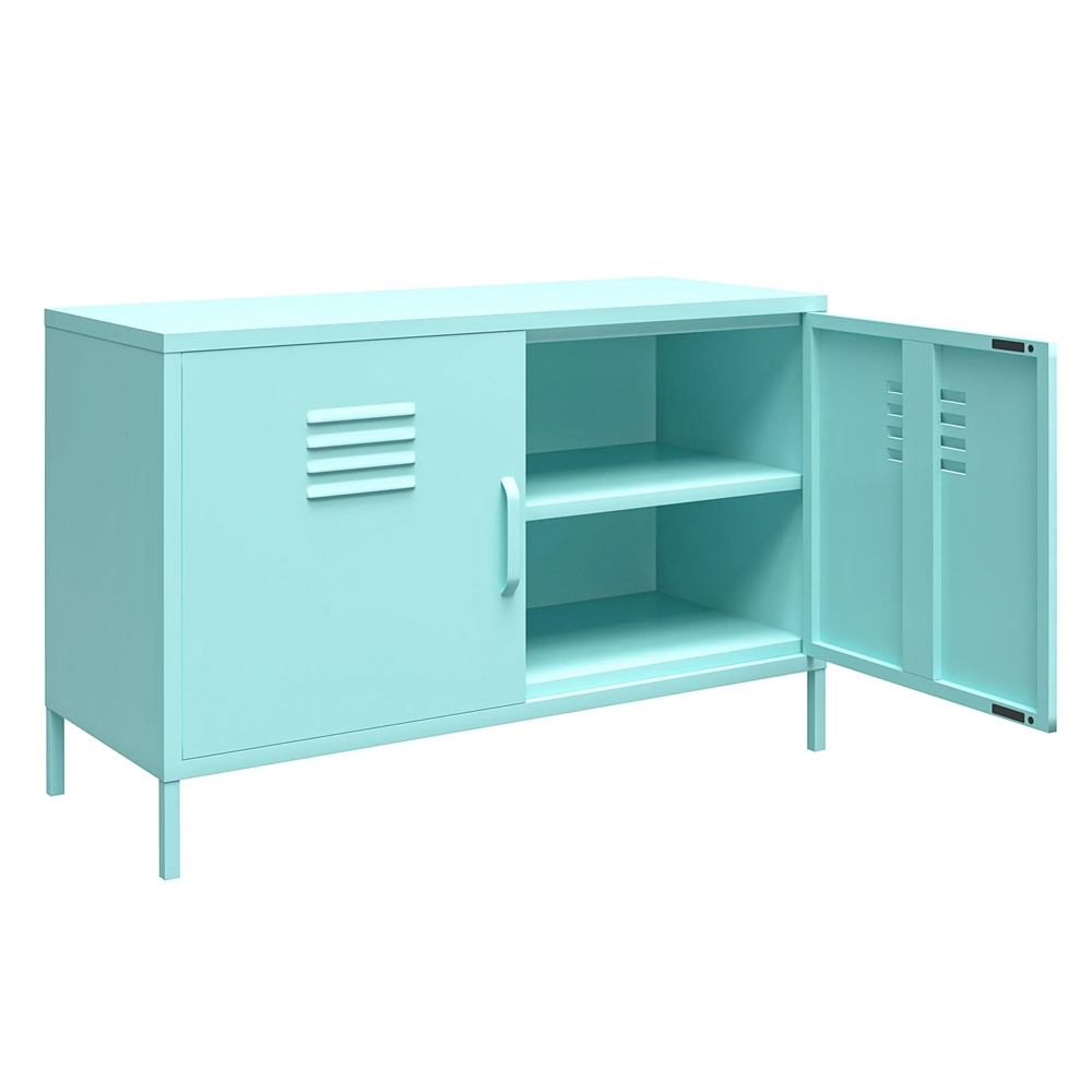 Cerritos Wide Metal Storage Cabinet With 2 Doors In Spearmint