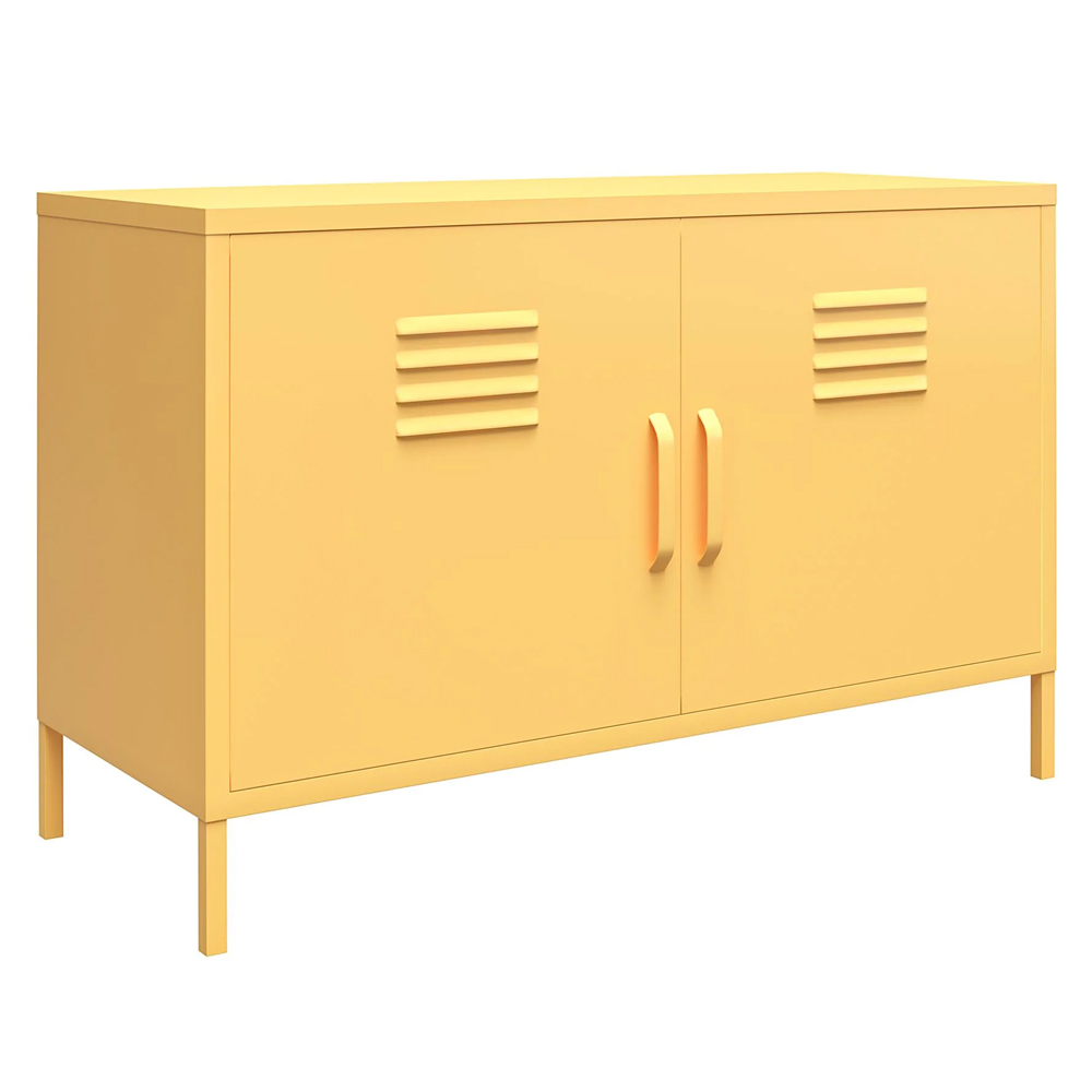 Cerritos Wide Metal Storage Cabinet With 2 Doors In Yellow