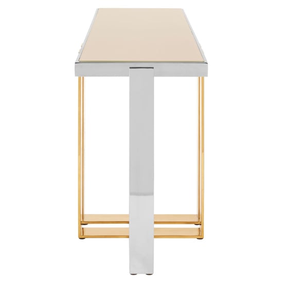 Cervantes Frosted Glass Top Console Table With Gold Metal Base_3