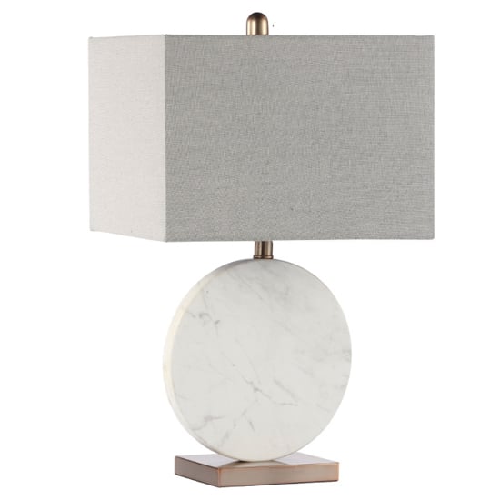 Product photograph of Cervinia Grey Linen Shade Table Lamp With White Marble Base from Furniture in Fashion