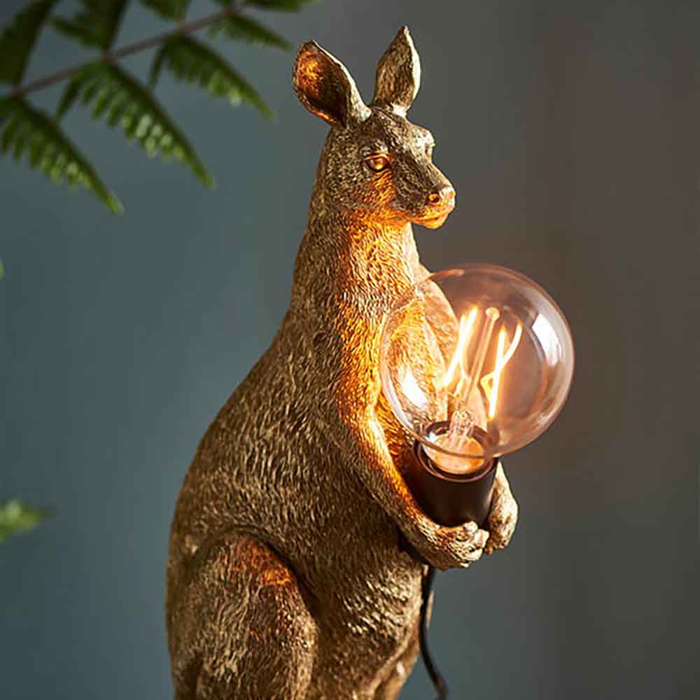 Cesme Kangaroo Shape Table Lamp In Vintage Gold