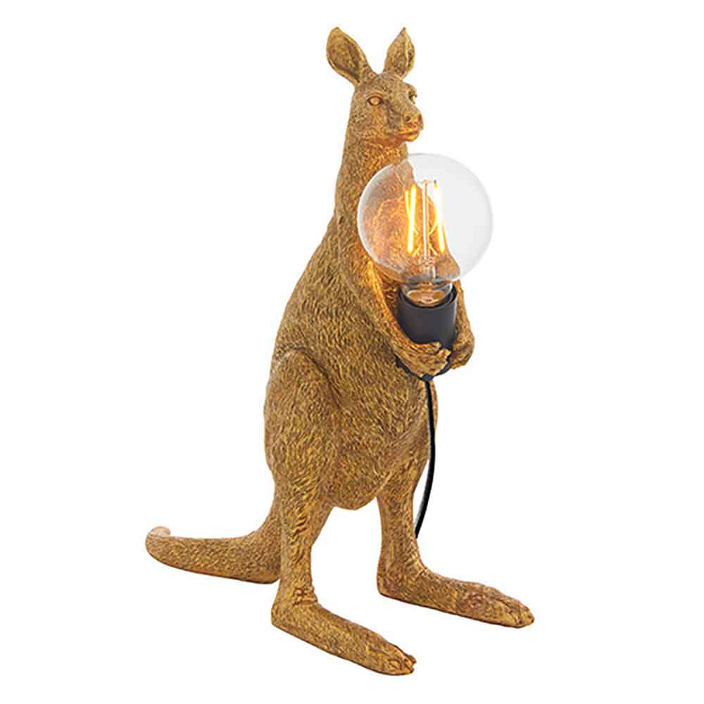 Cesme Kangaroo Shape Table Lamp In Vintage Gold