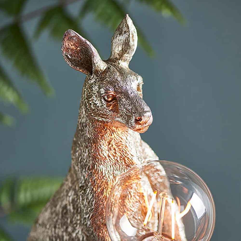 Cesme Kangaroo Shape Table Lamp In Vintage Silver