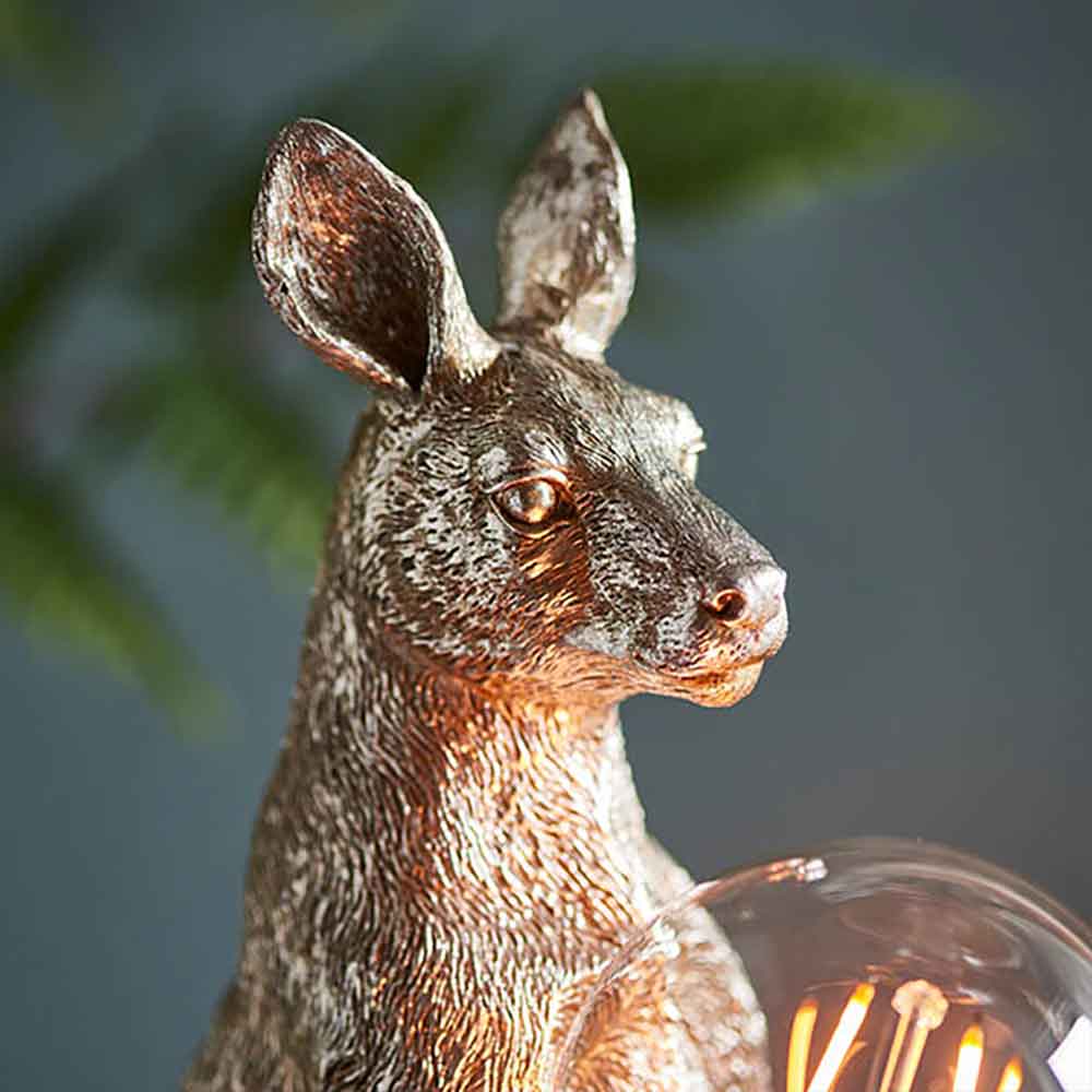Cesme Kangaroo Shape Table Lamp In Vintage Silver