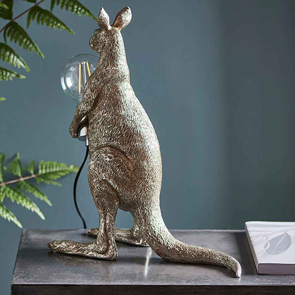 Cesme Kangaroo Shape Table Lamp In Vintage Silver