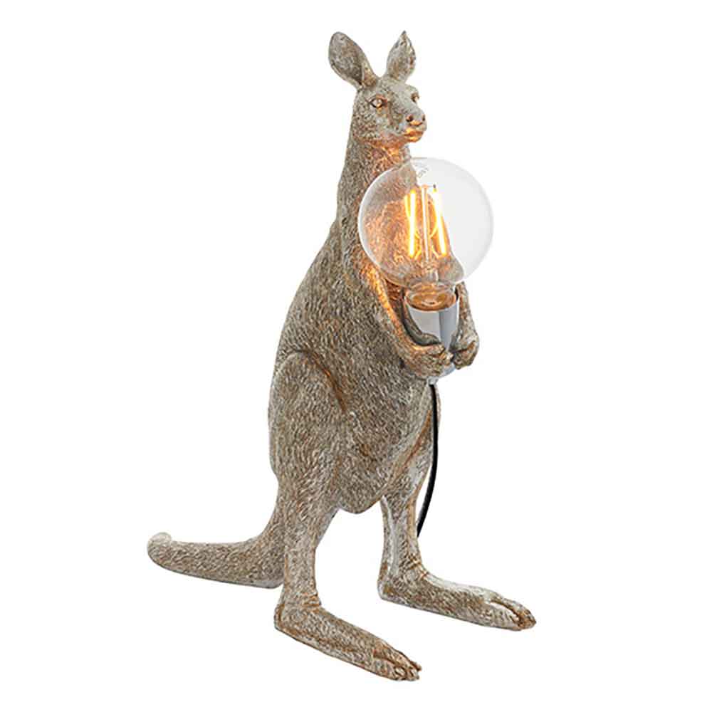 Cesme Kangaroo Shape Table Lamp In Vintage Silver