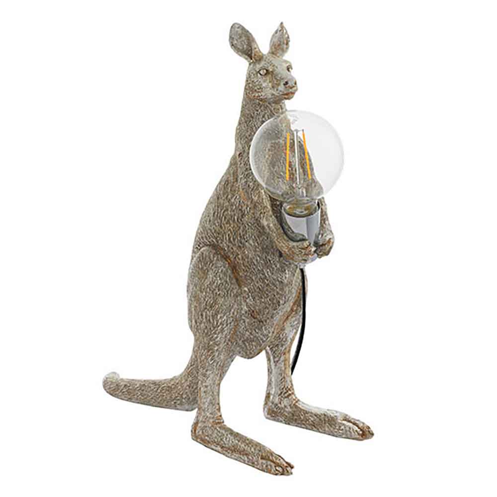 Cesme Kangaroo Shape Table Lamp In Vintage Silver