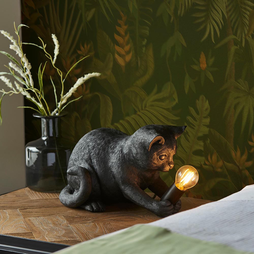 Cesme Kitten Shape Table Lamp In Matt Black