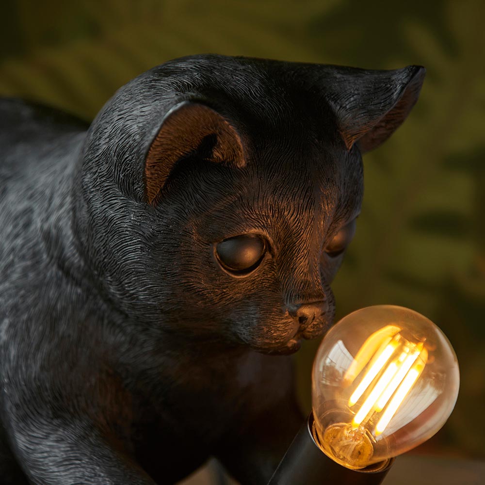 Cesme Kitten Shape Table Lamp In Matt Black