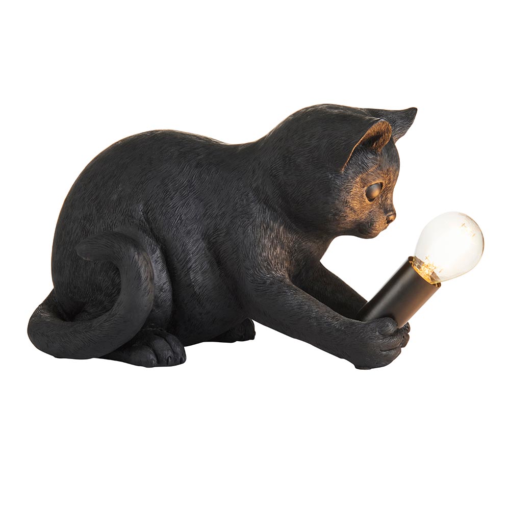 Cesme Kitten Shape Table Lamp In Matt Black