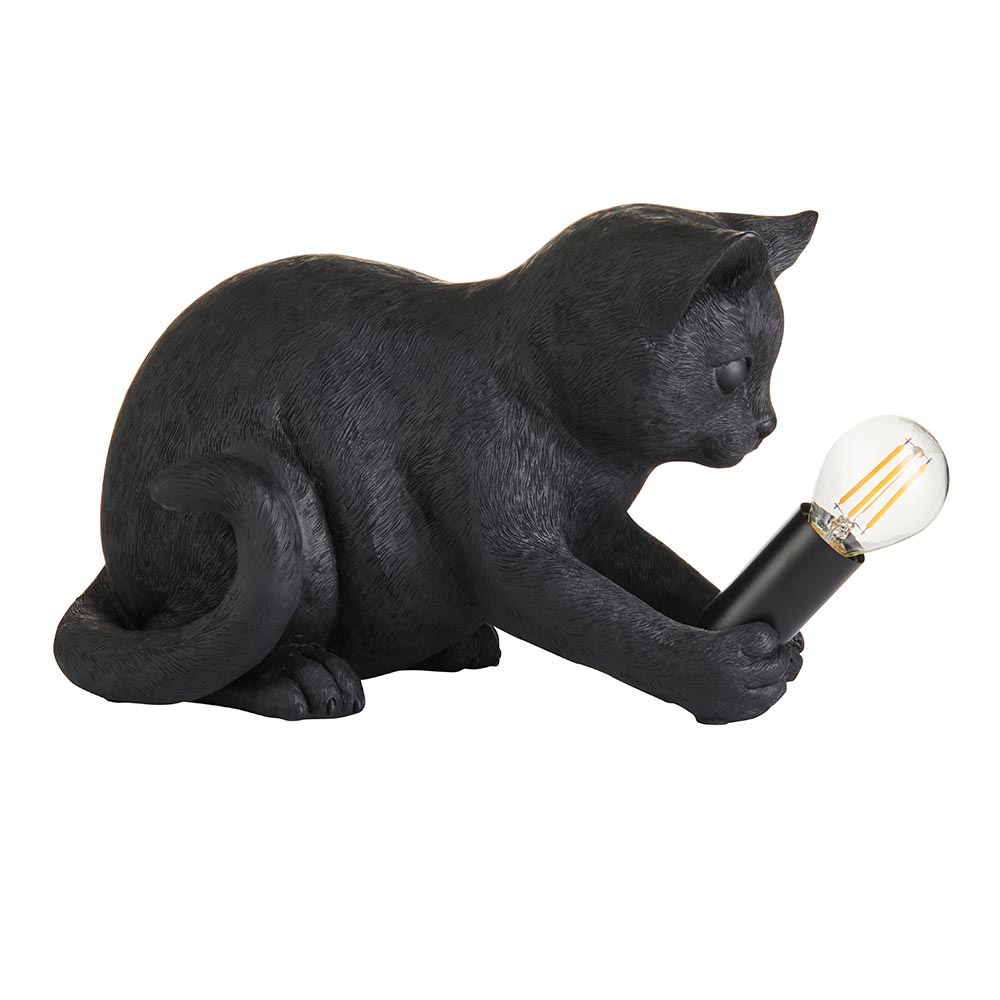 Cesme Kitten Shape Table Lamp In Matt Black