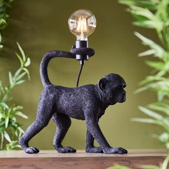 Product photograph of Cesme Monkey Table Lamp In Matt Black from Furniture in Fashion