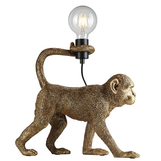 Cesme Monkey Table Lamp In Vintage Gold