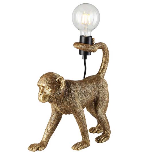 Cesme Monkey Table Lamp In Vintage Gold