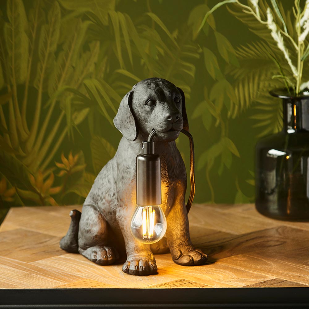 Cesme Puppy Shape Table Lamp In Matt Black