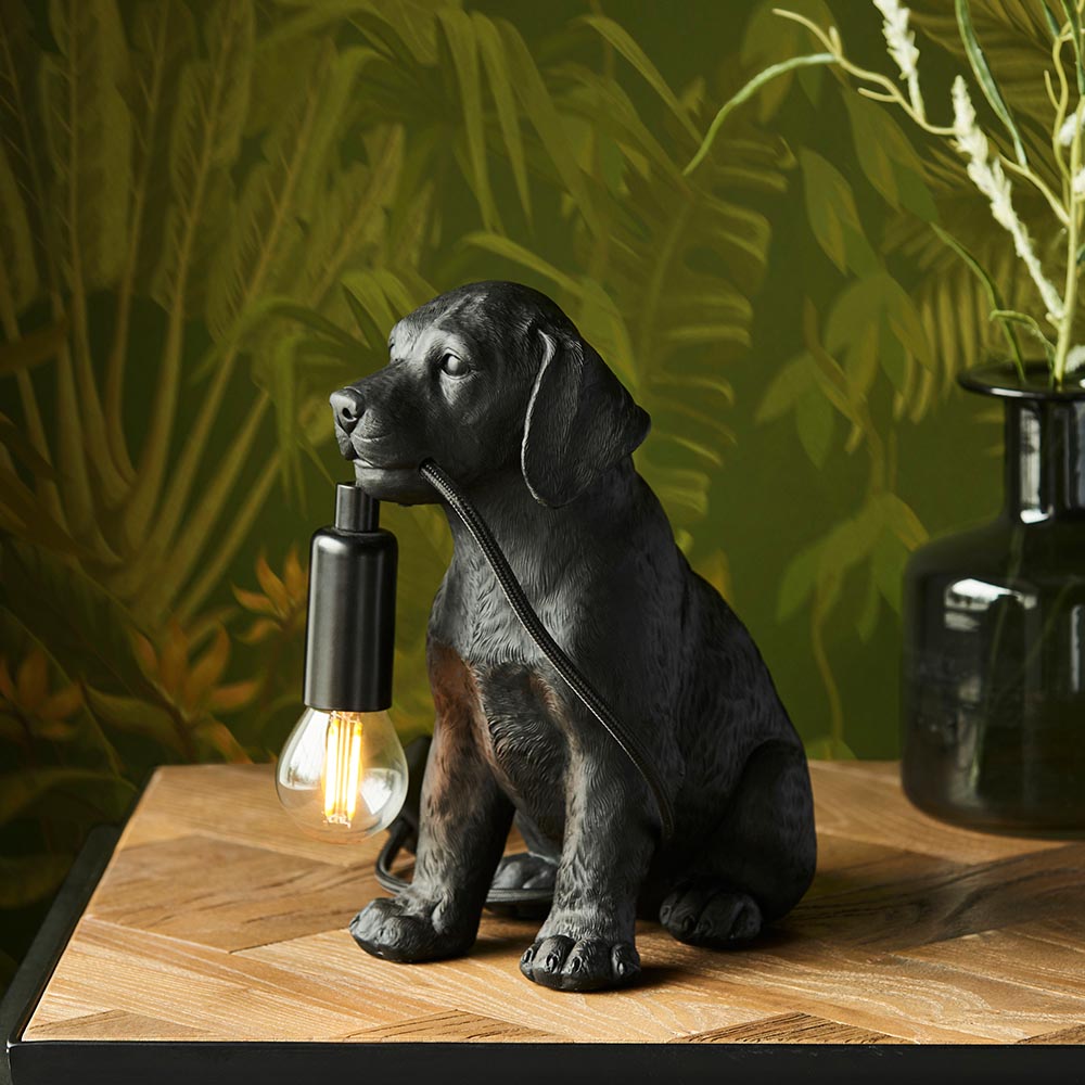 Cesme Puppy Shape Table Lamp In Matt Black