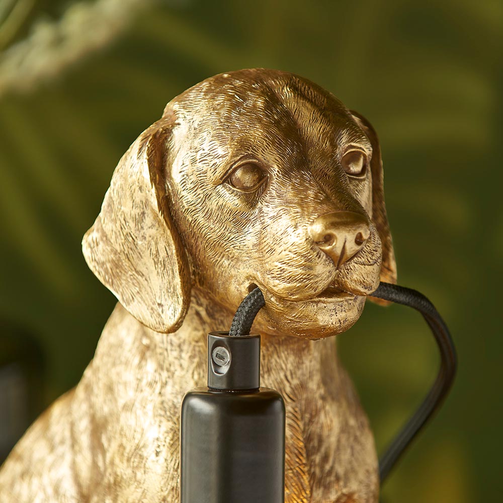 Cesme Puppy Shape Table Lamp In Vintage Gold