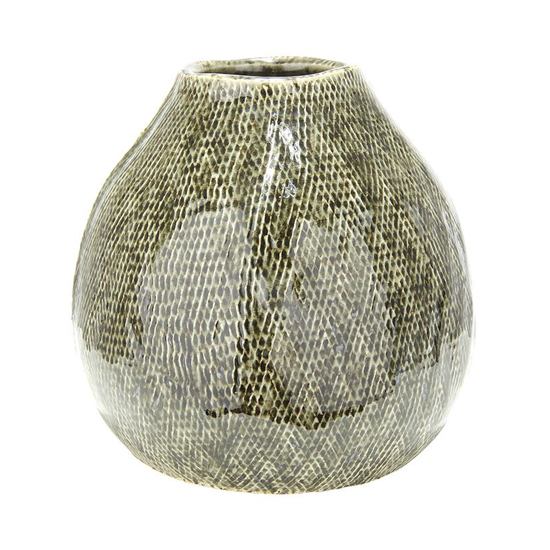 Cestino Ceramic Small Decorative Vase In Antique Green