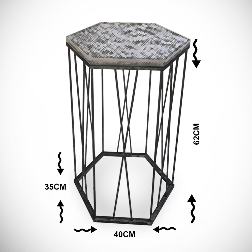 Cetrus Black Marble Effect Top Side Table with Metal Frame