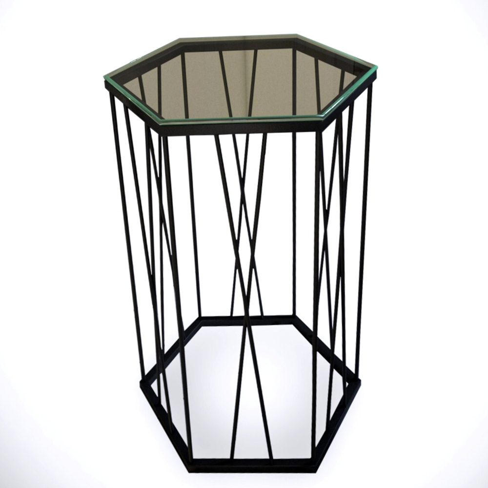 Cetrus Glass Top Side Table with Anthracite Metal Frame
