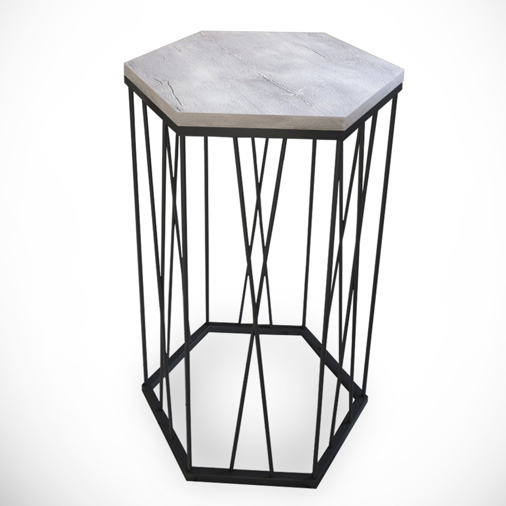 Cetrus Oak Wooden Top Side Table with Black Metal Frame