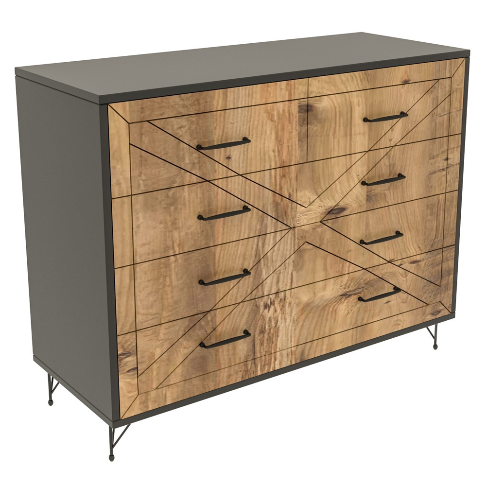 Cevano Wooden Chest of 4 Drawers In Anthracite And Oak