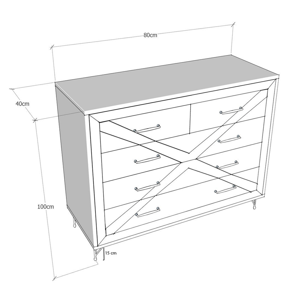 Cevano Wooden Chest of 4 Drawers In Anthracite And Oak