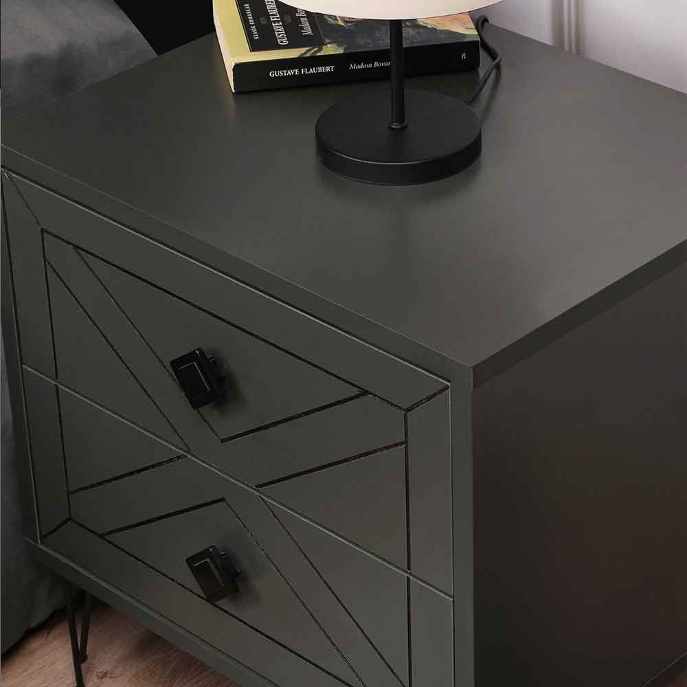 Cevano Wooden Side Table with Metal Legs in Anthracite