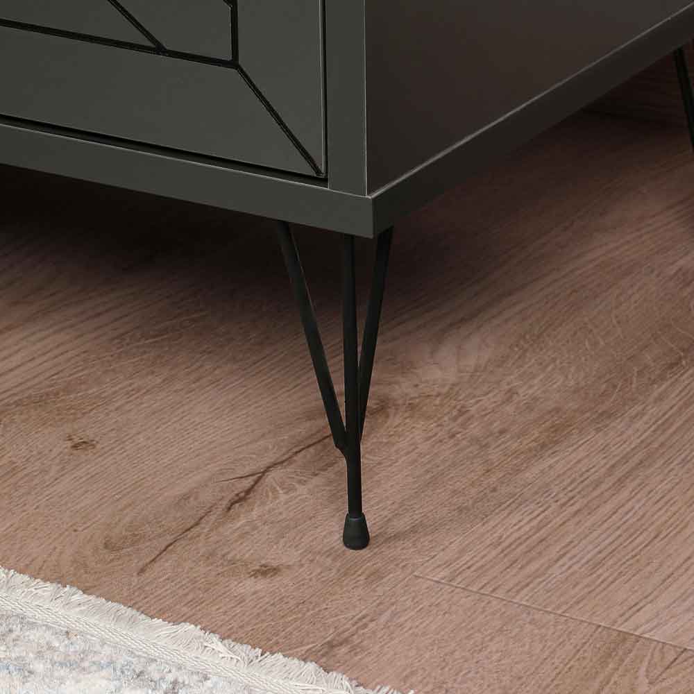 Cevano Wooden Side Table with Metal Legs in Anthracite