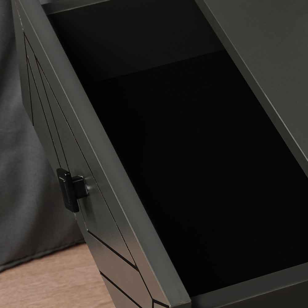 Cevano Wooden Side Table with Metal Legs in Anthracite