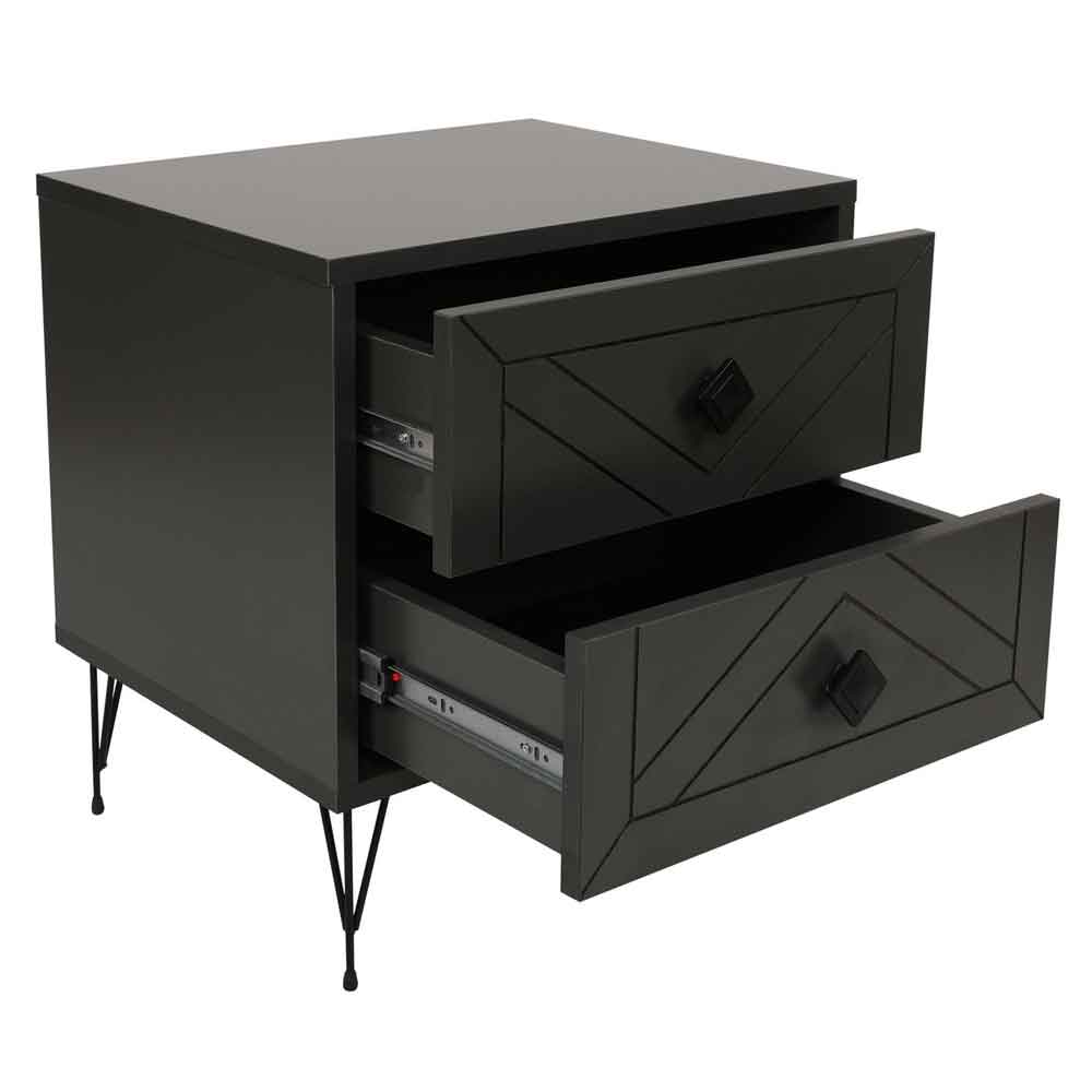 Cevano Wooden Side Table with Metal Legs in Anthracite